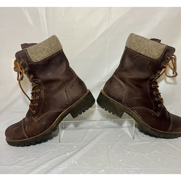 ECCO Elaine Leather Ankle Boots Brown Lug Sole Side Zip size 8.5 EU 39 - Picture 14 of 16